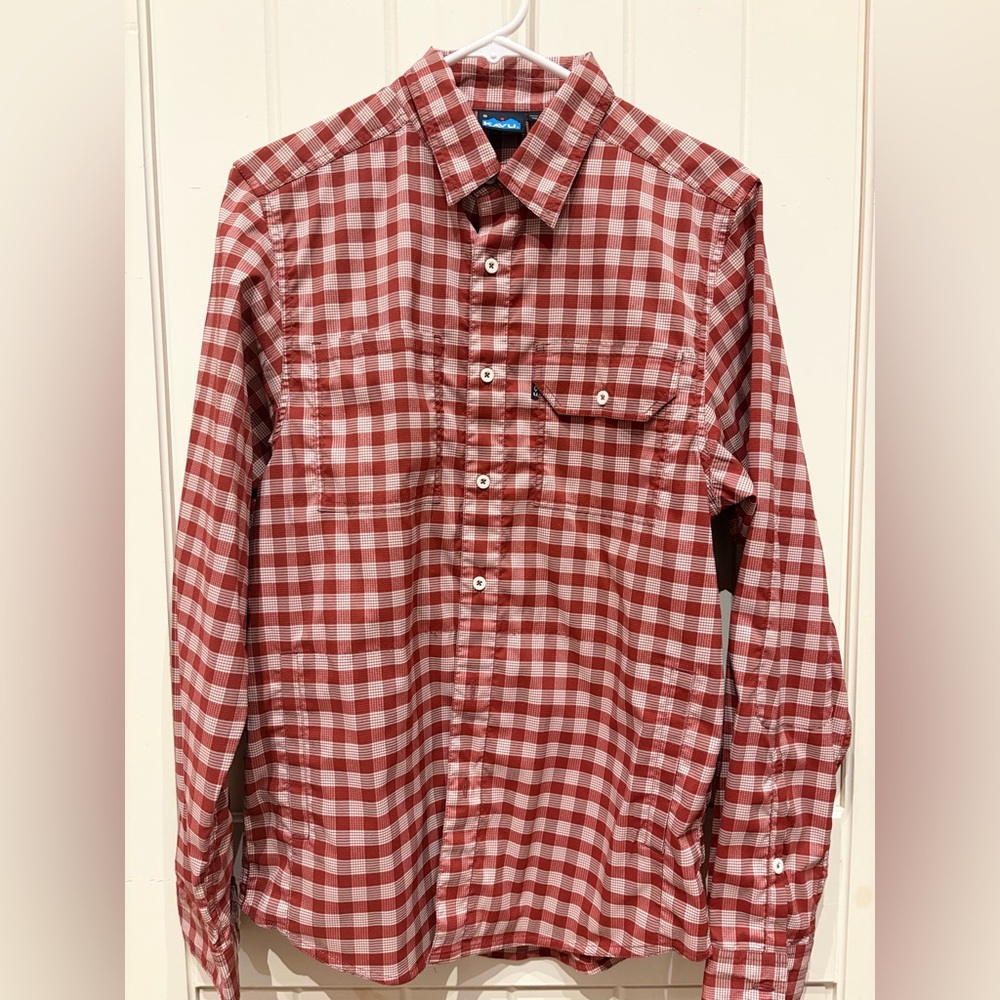 Kavu Red and White Plaid Button Down Shirt